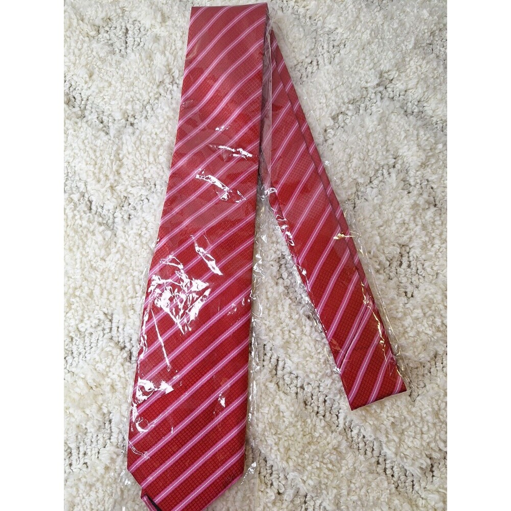 KAILONG Handmade 100 Silk Neck Tie Red Striped Career Preppy Casual Office Siren